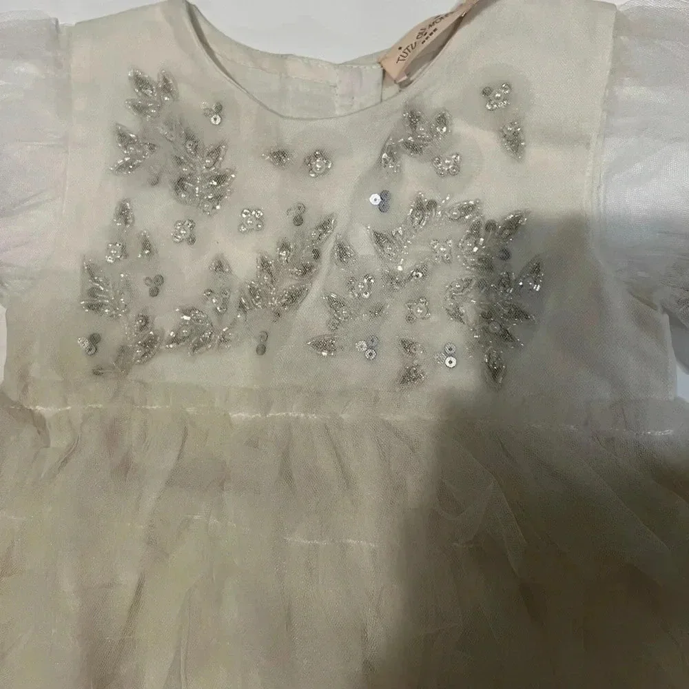tutu du monde  white dress size 6-12 months nwt